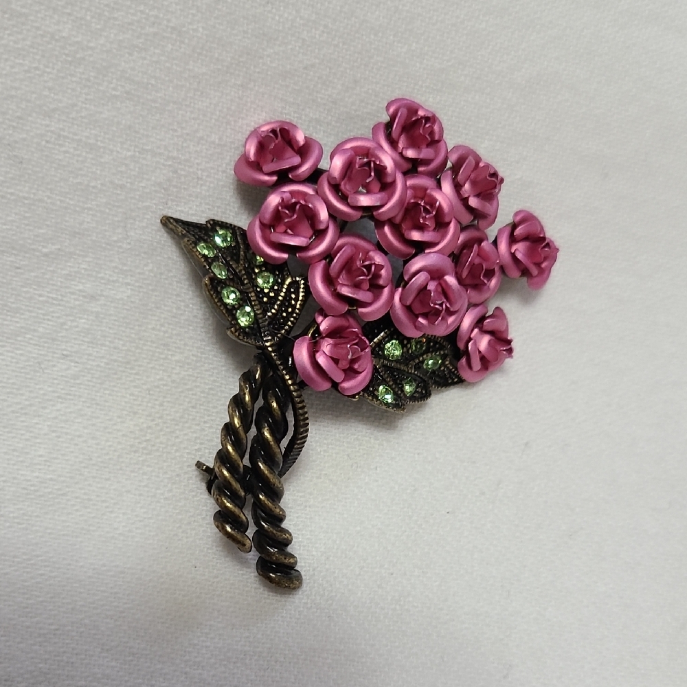Avon Broach Flower Bouquet Pink And Green Pin